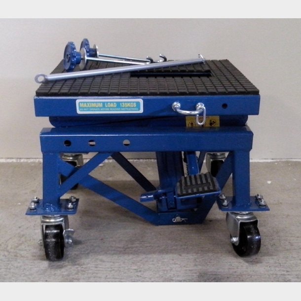 Motorcykelift m. hjul 135 kg fod-snkning