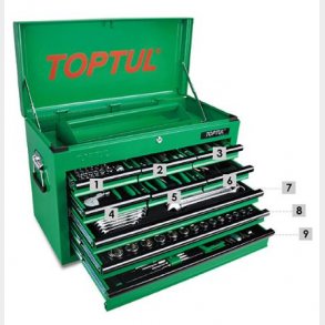 Vrktjskiste 186 pc 9 skuffer